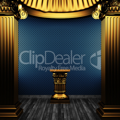 bronze columns, pedestal and wallpaper