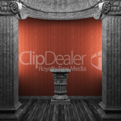 stone columns, pedestal and wallpaper