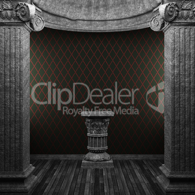 stone columns, pedestal and wallpaper