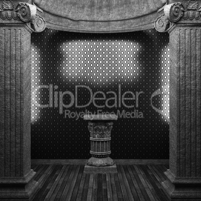 stone columns, pedestal and wallpaper