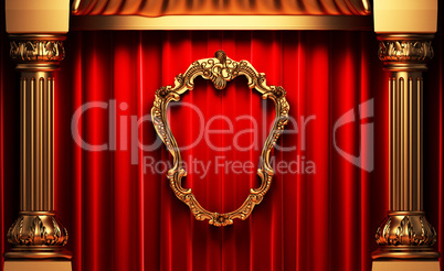 red curtains, gold columns and frames