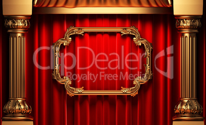 red curtains, gold columns and frames