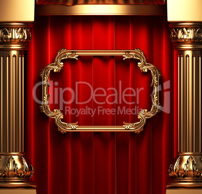 red curtains, gold columns and frames