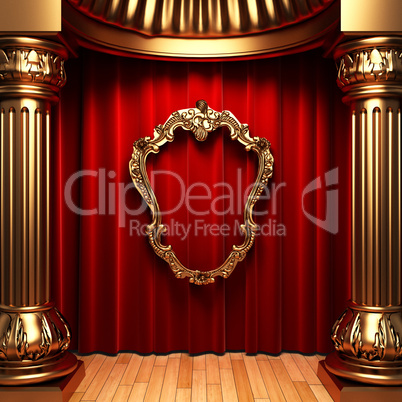 red curtains, gold columns and frames