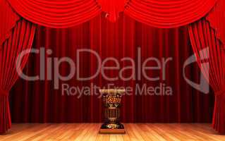 Red velvet curtain and Pedestal