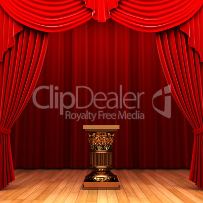 Red velvet curtain and Pedestal