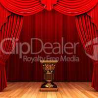 Red velvet curtain and Pedestal