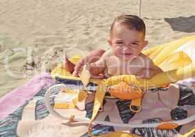 Little boy eating a biscuit