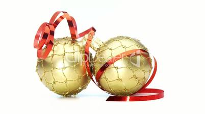 beautiful golden christmas baubles looping