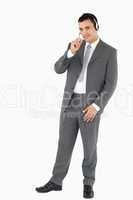 Businessman talking with headset on