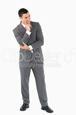 Businessman happy about his thoughts