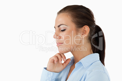 Side view of businesswoman with eyes closed