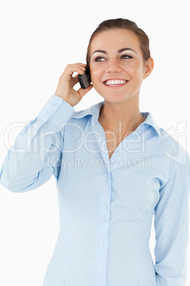 Happy businesswoman on the phone