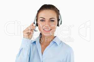 Call center agent talking to costumer
