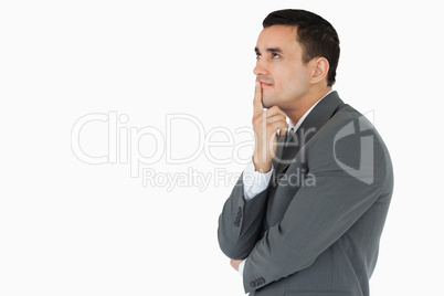 Side view of businessman in thoughts