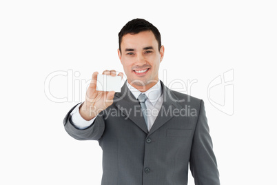 Businessman showing his businesscard
