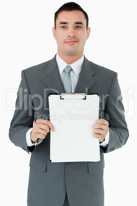 Businessman presenting his notes