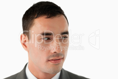Close up of businessman looking to his left