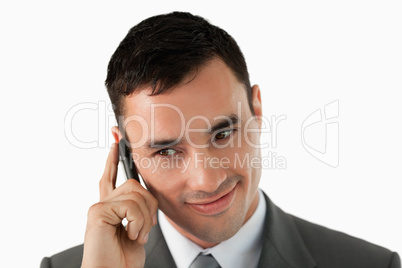 Close up of businessman on his cellphone