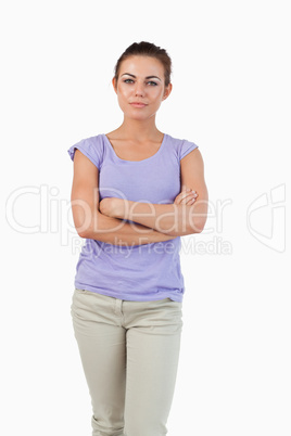 Young female with arms folded