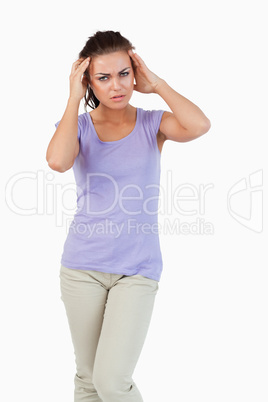 Young female experiencing a headache