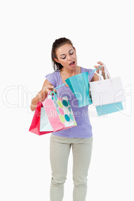 Young female checking her shopping