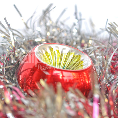Christmas bauble and tinsel