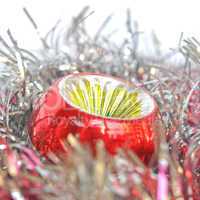 Christmas bauble and tinsel