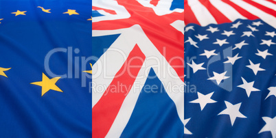Set of Flags - USA, UK and EU