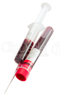 Syringe and Test Tube With Blood