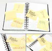 Yellow Note Sticks on Diary