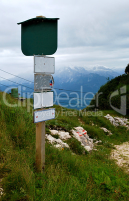Signpost in Alps