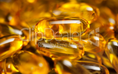 Close up of fish oil capsules