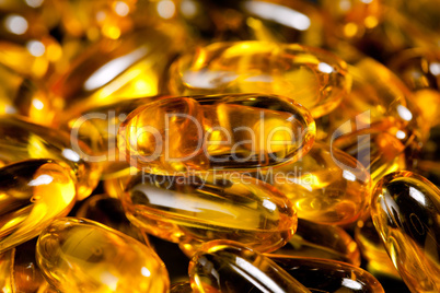 Close up of fish oil capsules