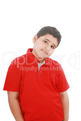 Portrait of a happy little young boy standing with hands in pock