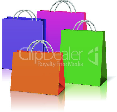color paper bags isolated on white background