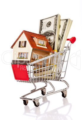 shopping cart and house
