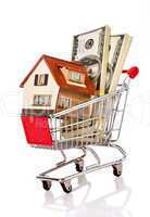 shopping cart and house