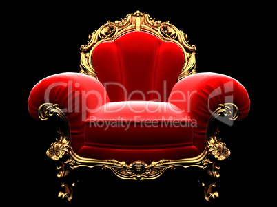 classic golden chair in the dark