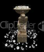 a lot of diamonds and marble statuette