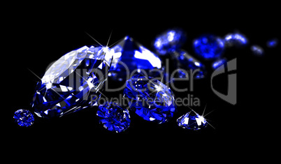 Sapphires on black surface
