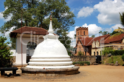 White Stupa at the Temple of the Lord Buddha Tooth Relic.  Kandy