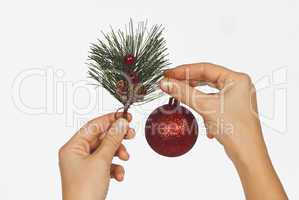 Christmas decoration isolated on the white background with clipping path