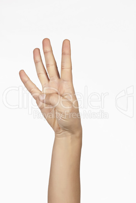 Woman hand isolated on white background