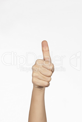 Woman hand isolated on white background
