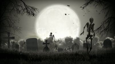 Dark graveyard. Halloween time.