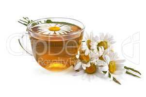 Herbal teas with a bouquet of daisies