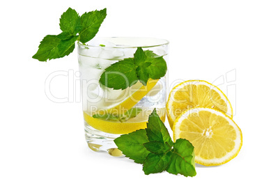 Ice water, mint and lemon