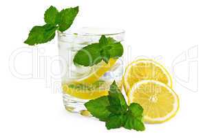 Ice water, mint and lemon