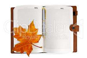 Notebook with a maple leaf